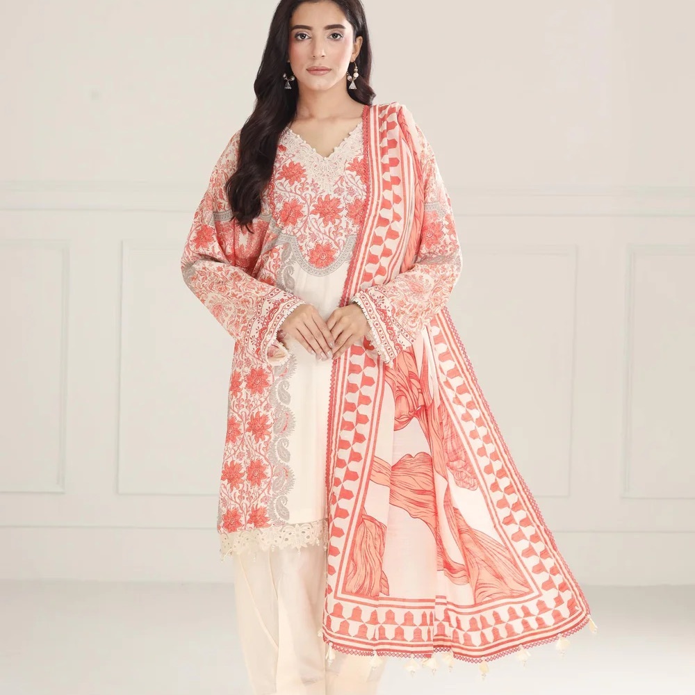 Elegant Coral and White Maxi Dress